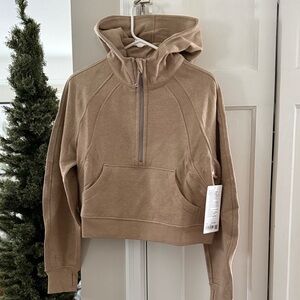 NWT LULULEMON SCUBA OVERSIZED HALF-ZIP HOODIE Heathered Nutmeg Tan / Brown XS/S